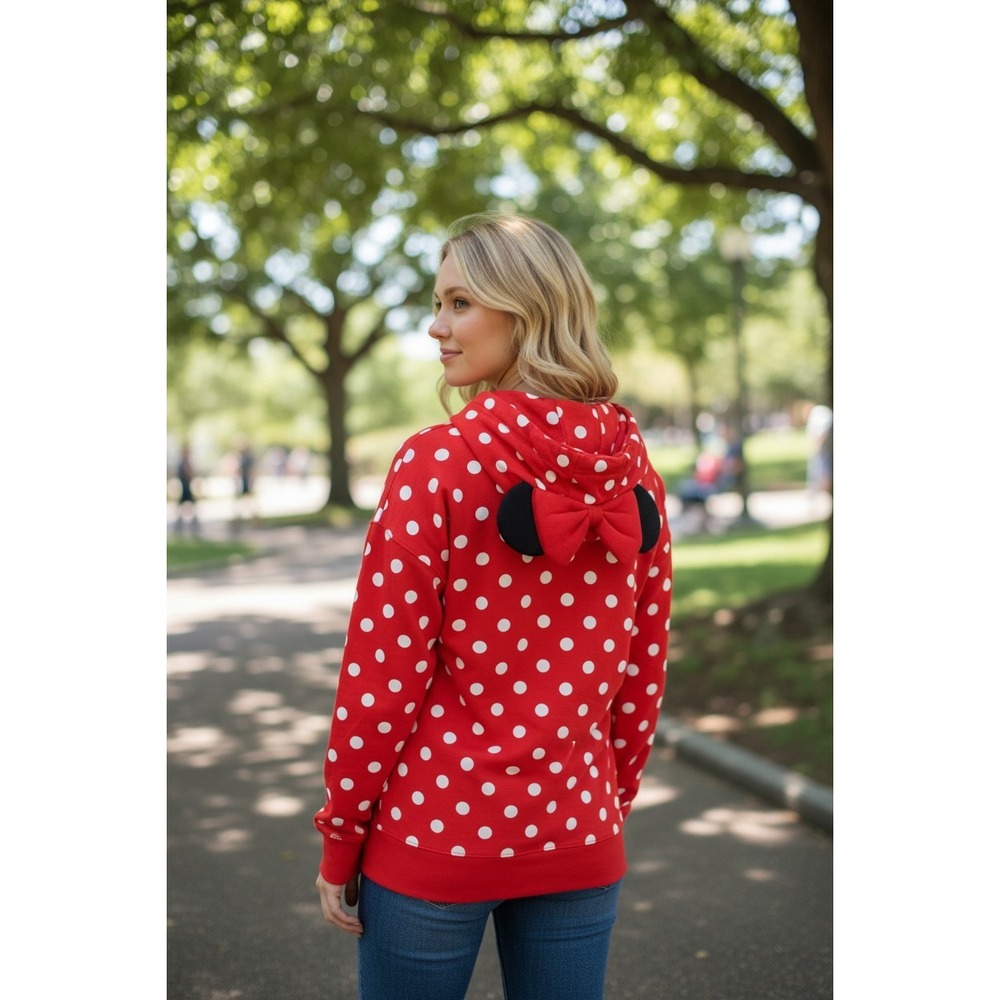 Disney Parks Minnie Mouse Polkadot Zip Hoodie Size M New - Final Winter Markdown - Picture 5 of 5